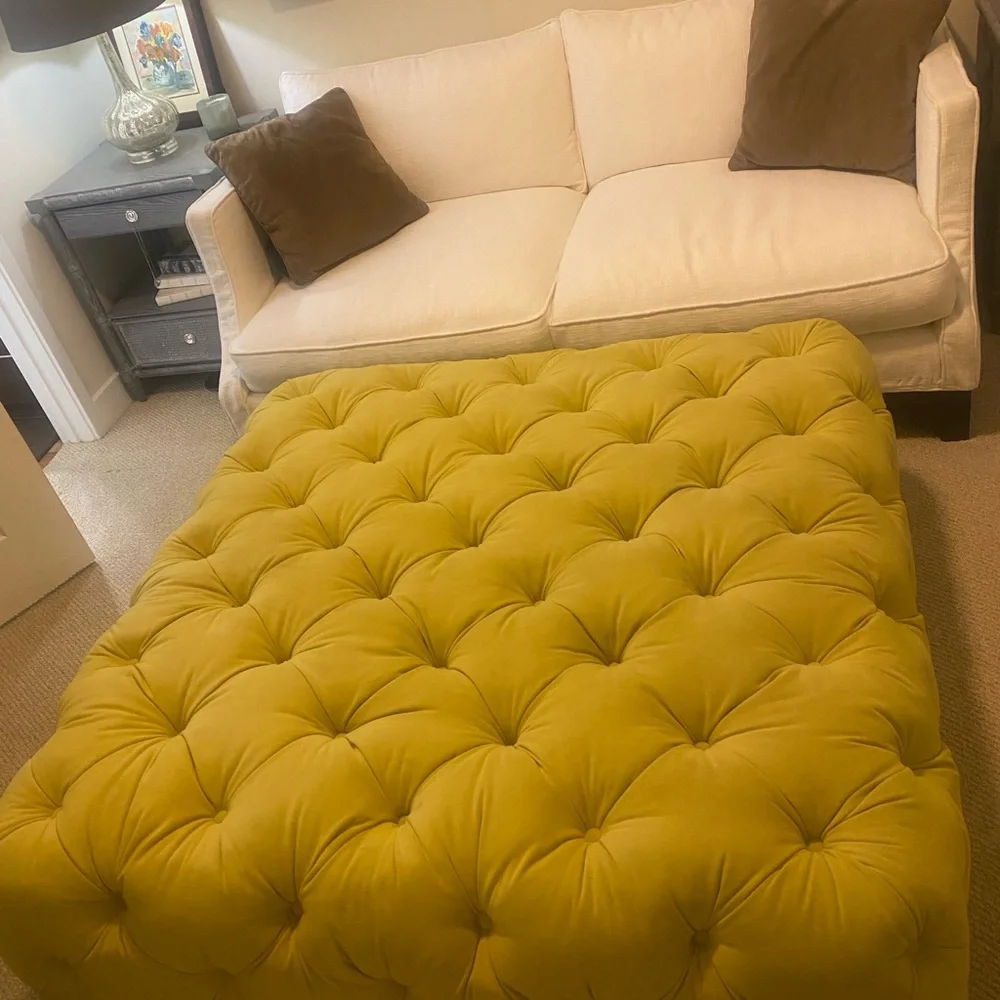 Restoration Hardware modern button tufted oversized ottoman